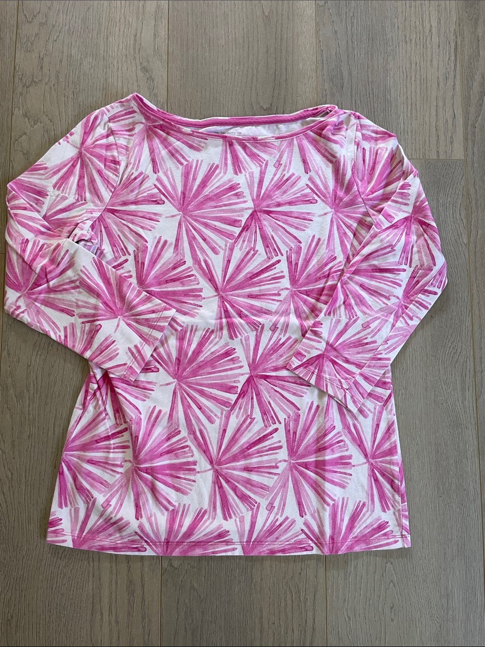 Talbots Pink Burst-Print Boatneck Top